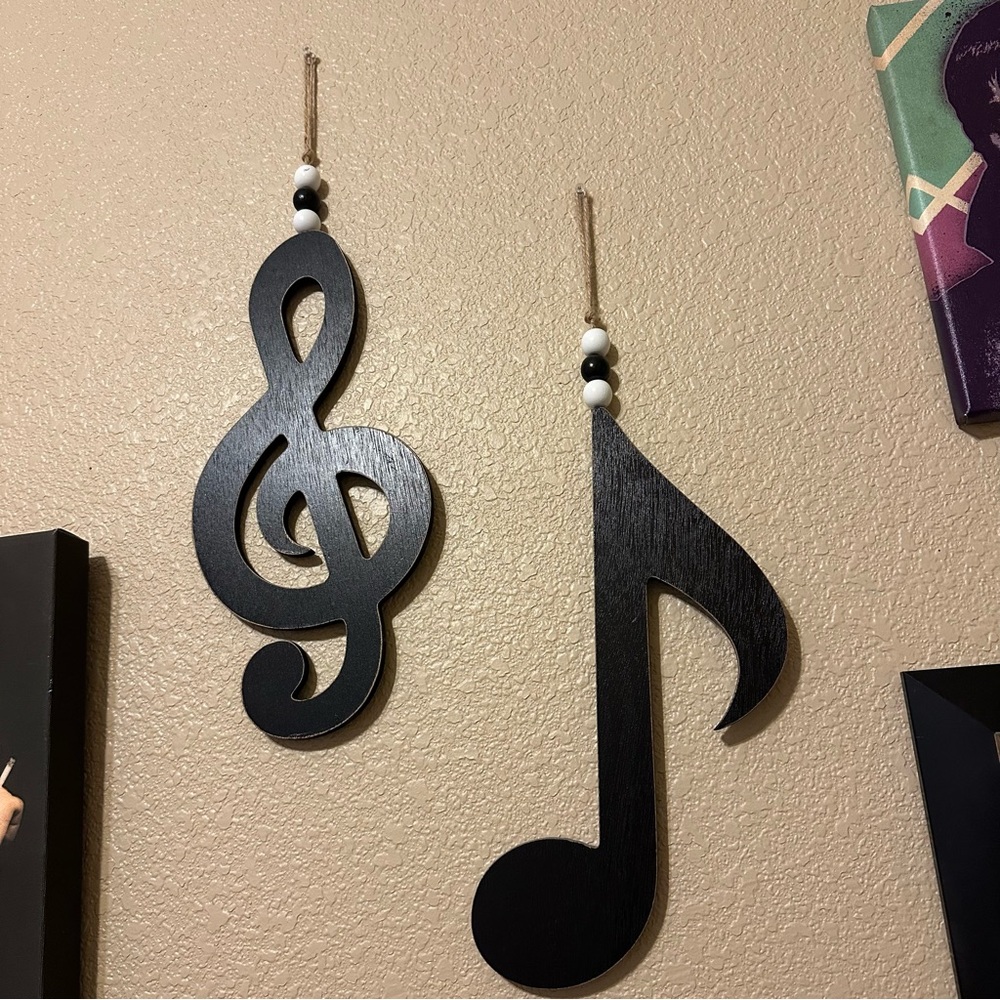 Black Musical Note Wall Decor Set & Tin Notes & Rests wall art
